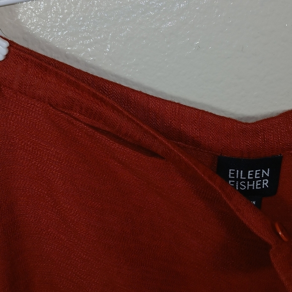 EILEEN FISHER Rust Orange Linen Blend Cropped Wide Leg Pants - Picture 7 of 9